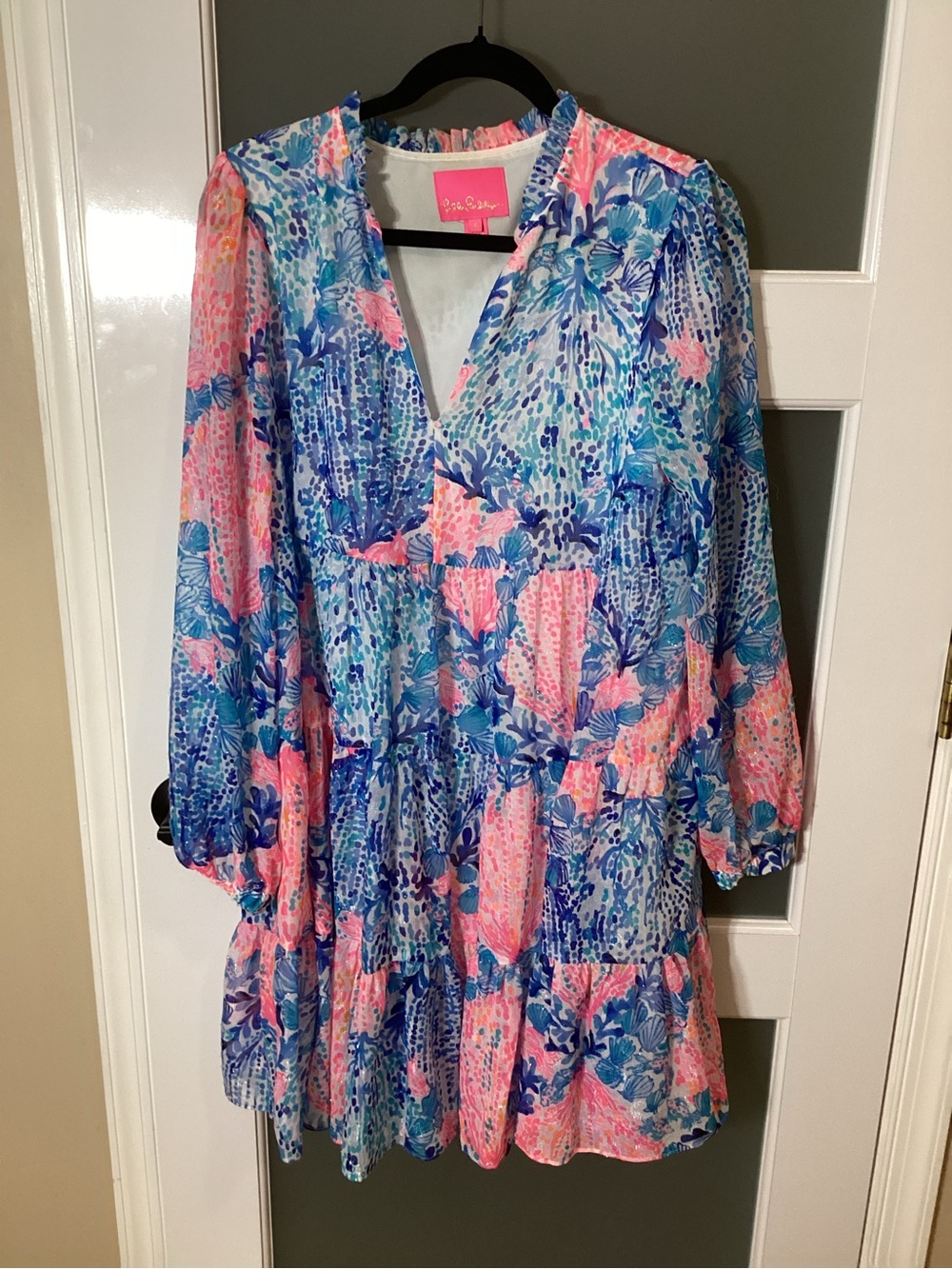 Lilly Pulitzer Sarita Long Sleeve Tiered Dress Sway With Me Size 8